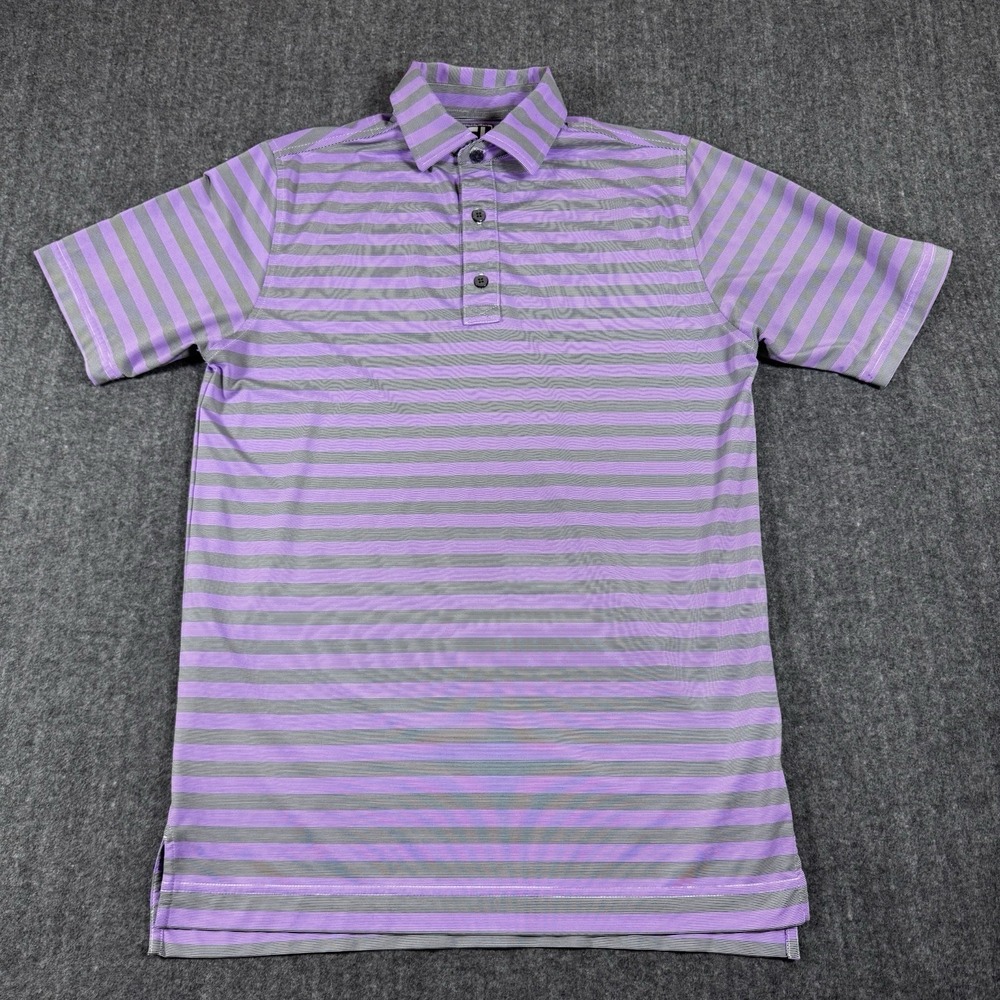 FootJoy FJ Athletic Fit Golf Polo Shirt Men's S Purple Gray Striped Performance